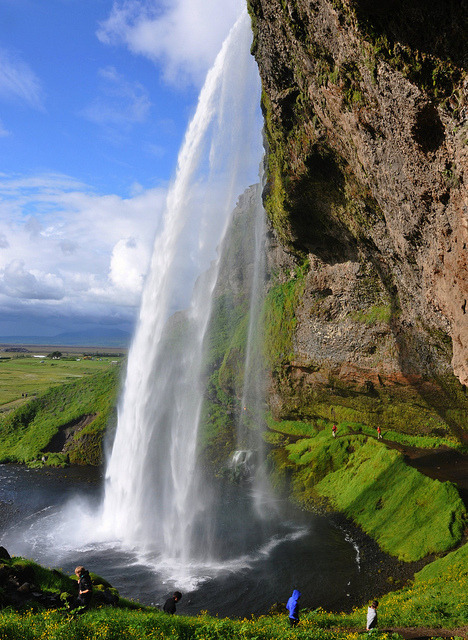 by ystenes on Flickr.Seljalandsfoss, one of several spectacular waterfalls at the base of Eyjafjall volcano, Iceland.
