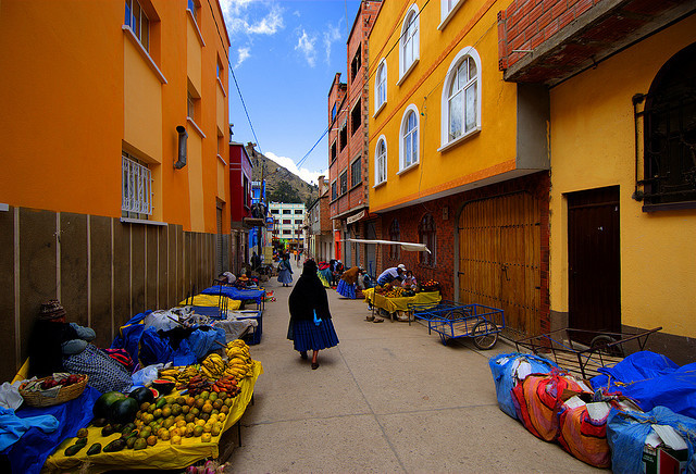by wili_hybrid on Flickr.Colorful streets of Copacabana village on the shores of Lake Titicaca, Bolivia.