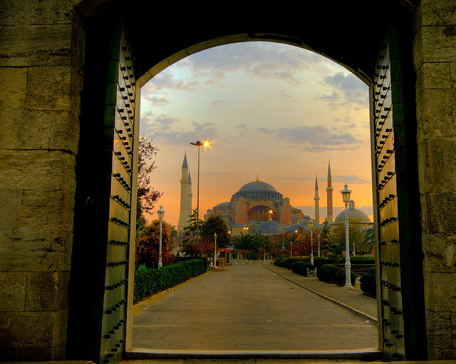 by samirdiwan on Flickr.Hagia Sophia Mosque seen from the windows of the Blue Mosque in Istanbul, Turkey.