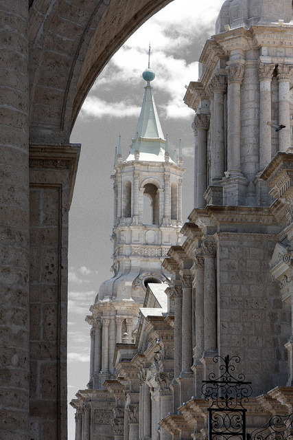 Cathedral view in Arequipa. Peru