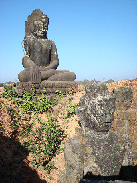 Buddha statues at Mrauk U ancient site, Myanmar