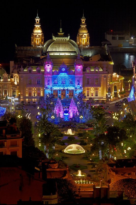 Monte Carlo Casino at night, Monaco