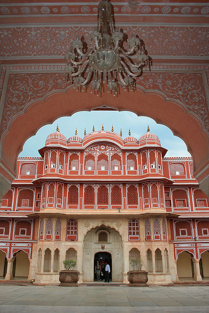 The inner courtyard of the City Palace in Jaipur, Rajasthan, India