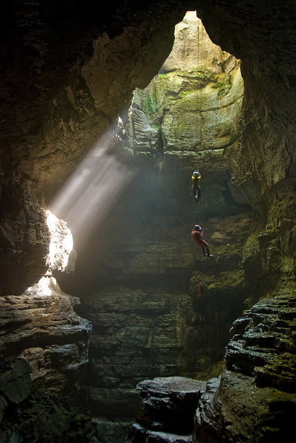 Descending into Stephens Gap Cave in northern Alabama, USA