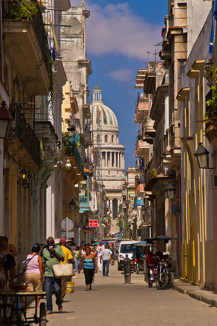 Road to El Capitolio in Havana, Cuba