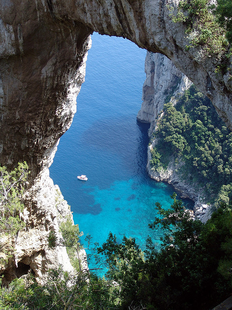The natural arch on Capri Island, Italy