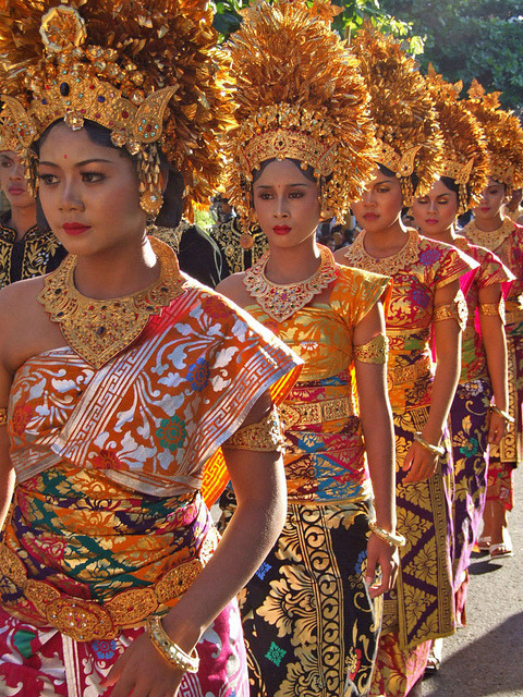 Women wearing traditional costumes at Bali Art Festival, Indonesia