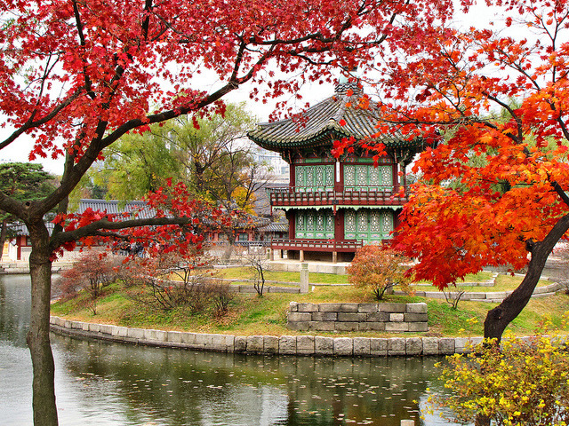 Pagoda at Gyeongbokgung Palace in Seoul, South Korea