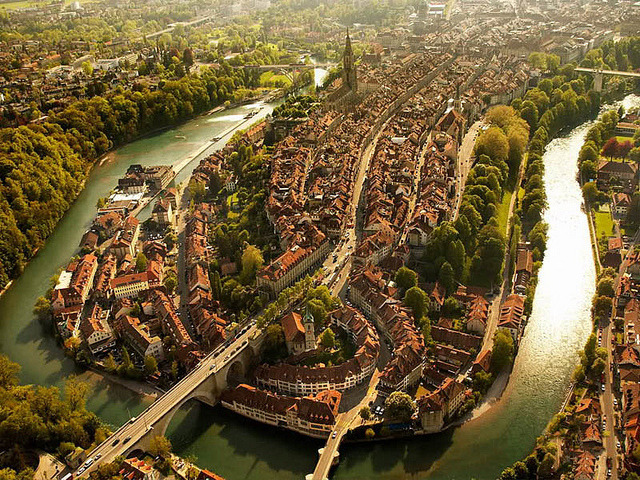 Aerial view of the old town of Bern, Switzerland