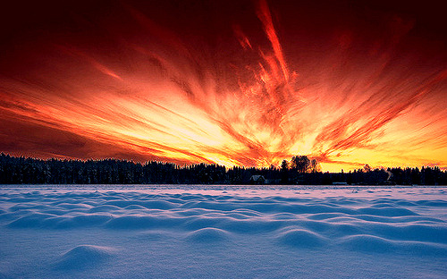 Frozen Lake Sunset, Finland