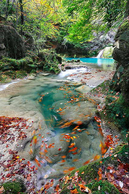 Beautiful Urederra River in Basque Country, Spain
