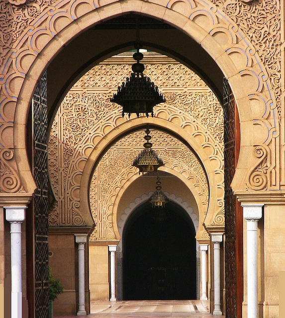 Arches of the Royal Palace in Rabat, Morocco