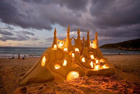 Illuminated Sand Castle, Noosa, Australia