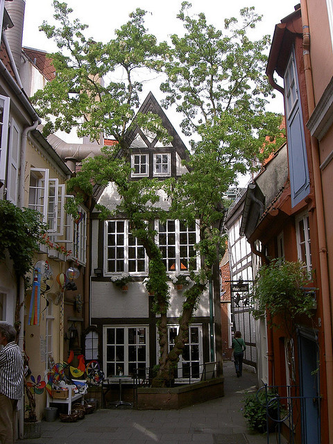 Street scene in the historic district of Bremen, Germany