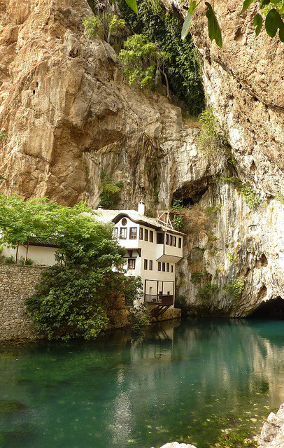 The source of river Buna in Blagaj, Bosnia and Herzegovina