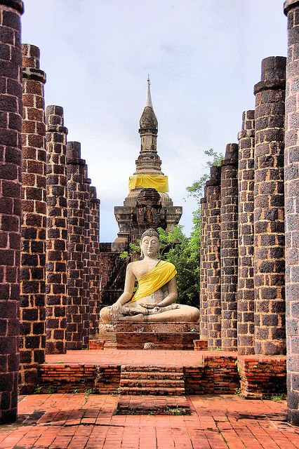 Grand Hall of Wat Maha That in the old Sukhothai Kingdom, Thailand