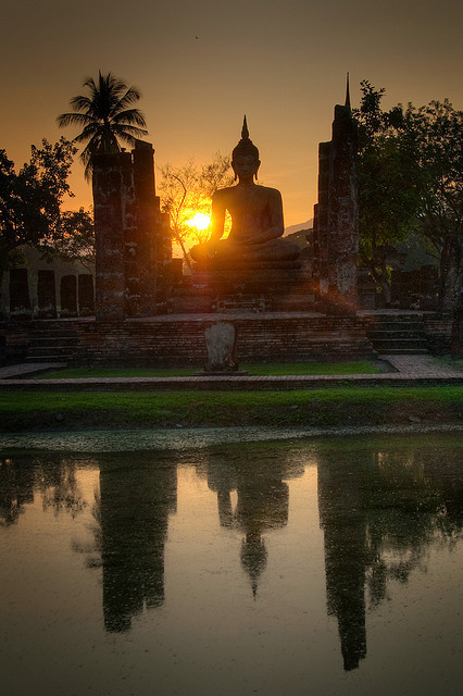 Sunset reflections in Sukhothai / Thailand