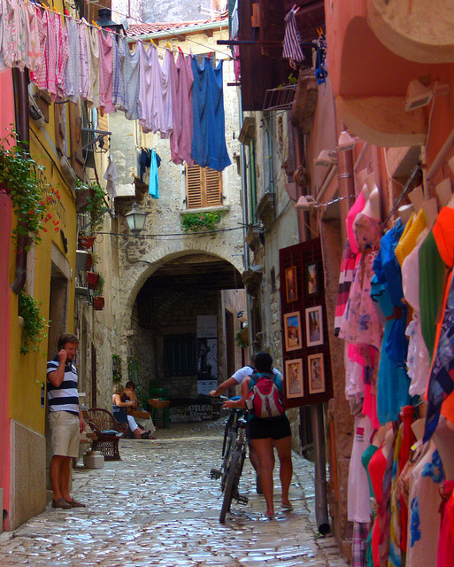 Laundry day on the colorful streets of Rovinj / Croatia